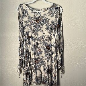 American Eagle Size S Women’s Tunic Dress Floral Cold Shoulder Long Sleeve Boho